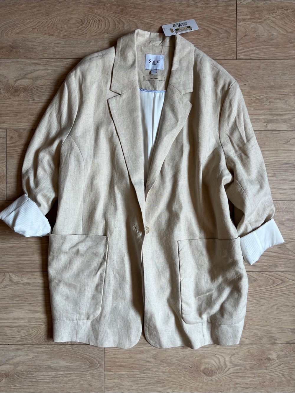 Saint Tropez West Cream Linen-Blend Blazer